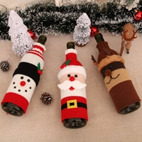 Nouvel ensemble de décorations de Noël pour bouteilles, motif tricoté de Père Noël et bonhomme de neige, pour vin rouge, pour l'ambiance festive des restaurants et la mise en scène.