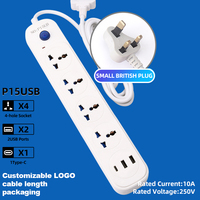 Smart Home 220V Enchufe de extensión eléctrica de 5 vías Nuevo diseño Toma de corriente USB 10A Enchufe de plástico de corriente nominal (Reino Unido/UE) Hogar