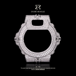 Boîtier de montre DW6900 Cross entièrement serti de diamants VVS Moissanite, base en laiton, or blanc, pièces de montre <span class=keywords><strong>G</strong></span>-<span class=keywords><strong>Shock</strong></span>, bijoux Hip Hop pour homme - Product Image 1