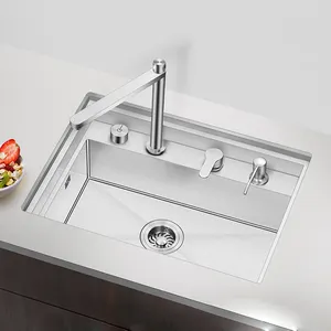 High Grade Double Hole Pull Type Telescopic Lifting Kitchen Faucet With Drinking Taps