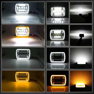 Phares de voiture 7x6/5x7 pouces LED, faisceau Hi/Lo, phares rectangulaires, halo blanc, DRL, clignotant ambre, H4 12V 120W 6000 lumens - Product Image 4