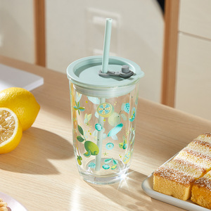 Gobelet à paille en verre personnalisé Hxglass, motif fruits, populaire sur Instagram, portable, <span class=keywords><strong>pour</strong></span> voyage, avec paille, <span class=keywords><strong>pour</strong></span> coffret cadeau commercial - Product Image 3