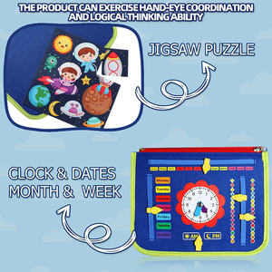 Tablero de Actividades Montessori de Peluche para Niños de 2 a 4 Años, Juguetes Educativos Sensoriales, Libros de Actividades, Desarrollo de Habilidades de Aprendizaje Temprano - Product Image 5