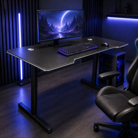 Bureau de jeu ergonomique pour PC, table de jeu noire texturée avec structure en métal solide, poste de travail informatique pour la maison
