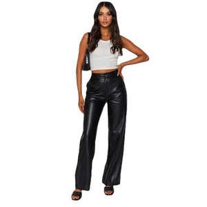 Leggings Autunnali Vintage a Zampa d'Elefante in Ecopelle ad Alta Elasticità per Donna - Nuova Moda Europea e Americana Pantaloni da Donna per il Commercio Estero - Product Image 5