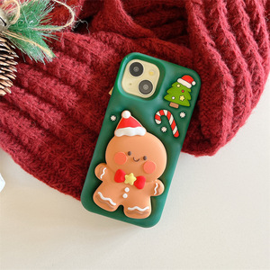 Custodia per Telefono con Supporto in Silicone a Forma di Omino di Pan di Zenzero Natalizio per <span class=keywords><strong>iPhone</strong></span> <span class=keywords><strong>Apple</strong></span> <span class=keywords><strong>14</strong></span> 13 17 16 15 Pro Max, Antiurto - Product Image 1