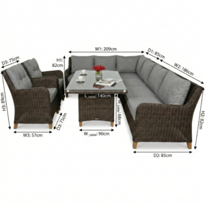 Ensemble de canapés d'extérieur en rotin tressé moderne et imperméable avec structure en acier pour parc, appartement, ferme, <span class=keywords><strong>jardin</strong></span> – Mobilier de luxe <span class=keywords><strong>6</strong></span> <span class=keywords><strong>places</strong></span> - Product Image 6