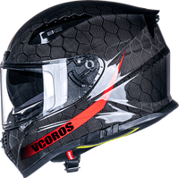 Casque de moto intégral en fibre de carbone VCOROS FA602 unisexe pour adulte, visière double fluorescente, homologué DOT, 1650g, casque d'extérieur