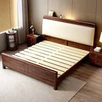 Lit de rangement moderne en bois de noyer massif, taille Queen, avec design épaissi, écologique et gain de place pour chambre principale