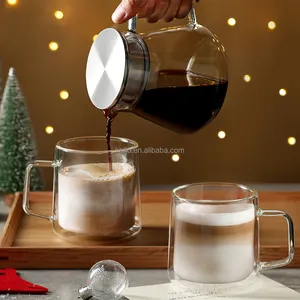 Bicchieri CnGlass 12oz. Tazza da tè personalizzata in vetro borosilicato ad alta parete con tazza da caffè Espresso in vetro con manico 2