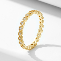 Mlluki Luxus 925 Sterling Silber Vergoldeter Pavé-CZ Eternity Band Ring Mädchengeschenk Anillo Bague