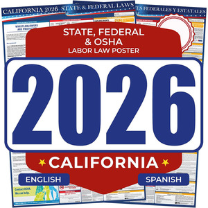 Affiche de la loi du <span class=keywords><strong>travail</strong></span> fédérale et étatique de Californie 2026, conforme à la norme OSHA - Product Image 1