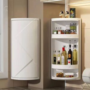 Estante Giratorio de Cocina para Almacenamiento, Triangular, Montado en la Pared sin Taladro, Estante Esquinero para Especias, Gran Capacidad, Multifuncional - Product Image 2