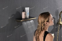 Ensemble de douche de luxe en or brossé à 6 fonctions, corps en laiton, système de douche encastré certifié CE, ensemble de douche de pluie encastré au plafond