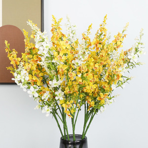 QIHAO <b>Artificial</b> Dancing Orchids Yellow Silk Flowers High Simulation Home Decor <b>Bouquet</b> - Product Image 3