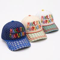 Casquette de baseball personnalisée pour enfants, motif coloré à pois et pied-de-poule, lettres 3D brodées, style streetwear, printemps-été