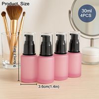 Flacon vide rechargeable en verre dépoli rose de 60 ml (2 oz) pour crèmes et lotions, avec pompe noire et capuchon transparent