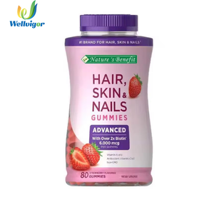 Gomitas Avanzadas para Cabello, Piel y Uñas Nature's Benefit |   6000mcg de Biotina + Vitaminas C/E |   Sabor Fresa 80 Unidades - Product Image 1