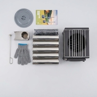 Estufa de Camping Portátil Multifuncional con Chimenea para Uso en Exteriores, Construcción de Acero al Carbono, Opción de Combustible de Leña, Parrilla de 40x34cm