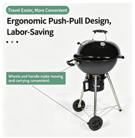 Barbecue portable en acier de 22 pouces à 4 pieds, personnalisable, avec couvercle, facile à assembler, pour extérieur, jardin et camping