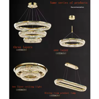 Lustre moderne de luxe en cristal doré et acier inoxydable, hauteur réglable, éclairage LED à télécommande et intensité variable