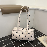 Sac à bandoulière Boston pour femmes, sac à main en nylon souple, petit sac zippé imprimé, double poignée, style vintage, pour le travail quotidien et le shopping