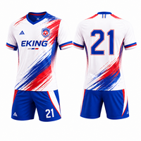 Ensemble de maillots de football en tissu mesh latéral, conception OEM, vente en gros, logo d'équipe personnalisé, impression par sublimation intégrale, uniformes de football professionnels