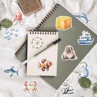 50 autocollants adhésifs imperméables en PVC sur le thème des animaux marins pour casque, ordinateur portable, skateboard, valise, réfrigérateur, livres
