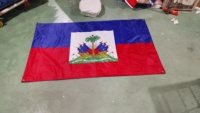 Drapeau haïtien en polyester à double impression en gros, tous les pays des Caraïbes, bannière personnalisée pour intérieur et extérieur, drapeau haïtien 3x5 pieds