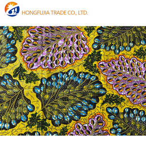 <span class=keywords><strong>Tissu</strong></span> africain en batik 100% coton cardé tissé uni, imprimé plumes de <span class=keywords><strong>paon</strong></span> dorées Jinsha, <span class=keywords><strong>tissu</strong></span> de haute qualité pour vêtements Ankara - Product Image 4