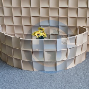 SHENGHANG Panneau <span class=keywords><strong>mural</strong></span> en bois <span class=keywords><strong>de</strong></span> caoutchouc 3D à arc concave, texture damassée, moderne, écologique, imperméable, pour café et restaurant chaleureux - Product Image 5