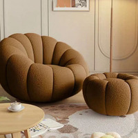 Nouveau design Fauteuil lounge citrouille, canapé paresseux en peluche d'agneau blanc, style tatami, luxe léger, pour chambre et salon, petit canapé relax