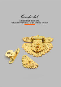 Chinese-style Wooden <b>Box</b> Lock <b>Heart</b>-<b>Shaped</b> Decorative Buckle Fastener Zinc Alloy Key Operated Bedroom Use - Product Image 6