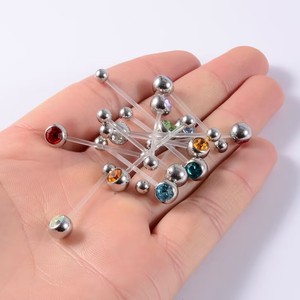 Seksi kadın annelik çift Gem göbek barlar Bioplast göbek Piercing gebelik tutucu göbek takısı düğün için - Product Image 5