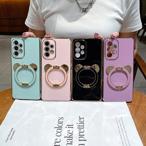 Funda de teléfono móvil con borde de cuatro lados chapado en oro para samsung note 20, carcasa <span class=keywords><strong>rosa</strong></span> con soporte de metal - Product Image 4