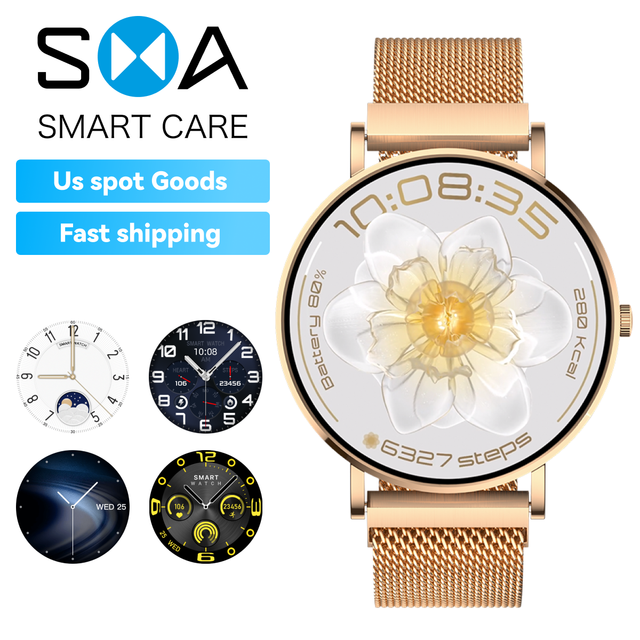 AM28 Smart Watch for Women 1.32" AMOLED Heart Rate Sport Tracker Waterproof - Fast Ship in Stock