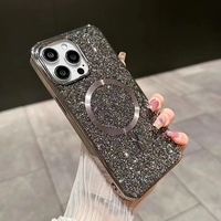 Paillettes galvanisées de luxe pour couverture de téléphone de charge magnétique accessoires de coque de téléphone portable 2024 pour Iphone 14 12 11 15 Pro