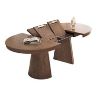 Table à manger ovale extensible et pliable en bois massif de style français DISHI, mobilier de salle à manger réglable en taille pour les maisons
