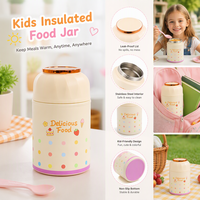 Joli thermos alimentaire isotherme en acier inoxydable, récipient portable pour porridge, soupe et repas quotidiens