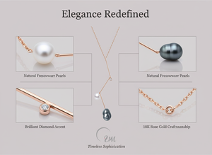 Collar de Oro Rosa de 18K con Perlas de Forma Única, Estilo Clásico con Colgante, Elegante para Fiestas o Regalos de Año Nuevo - Product Image 3