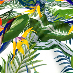 Tessuto Spandex in <span class=keywords><strong>poliestere</strong></span> stampato tropicale ad alta elasticità morbida e traspirante a 4 vie per costumi da bagno Lingerie vestito Tricot - Product Image 1