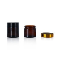 Pot en verre brun durable avec couvercle noir minimaliste pour échantillons de baume à lèvres écologiques 15g