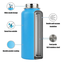 Promotion Vente Bouteille d'Eau Isotherme 32oz avec Couvercle ODM, Bouteille Thermos en Acier Inoxydable Isolé à Double Paroi et Large Ouverture