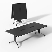 Table de conférence pliable en bambou long, avec roulettes épaissies, design moderne et minimaliste, mobilier de bureau haut de gamme, pieds en métal