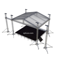 Scène modulaire portable en aluminium avec système de toit en treillis carré plat, scène de concert mobile extérieure avec escaliers