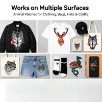 Patchs thermocollants Loup Cerf Léopard pour vêtements, chapeaux, sacs, chaussettes, appliques décoratives pour uniformes, bricolage et personnalisation
