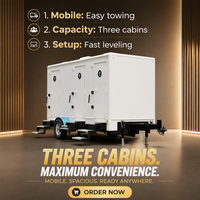 Remorque Sanitaire Mobile de Luxe à 4 Cabines, Remorque Toilettes et Douches, Toilettes Chimiques Portables VIP