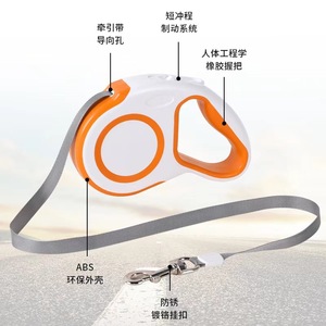 Laisse rétractable automatique pour chien, corde de traction télescopique de 3m 5m pour promener les animaux de compagnie, avec matériau ABS, design couleur unie - Product Image 2