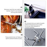 Fourchettes de rôtissoire en métal pour barbecue, accessoires pour poulet rôti, compatibles avec le charbon de bambou, résistantes à la chaleur et à la corrosion
