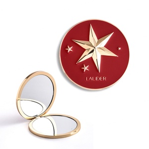 China Style High Quality Round Shape Portable Metal Custom Embossed <b>Star</b> Logo <b>Mirror</b> - Product Image 3